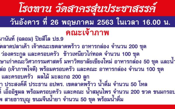 (26-05-63) แจกข้าวกล่องให้กับผู้ประสบภัยโควิด-19_@วัดสาครสุ่นประชาสรรค์