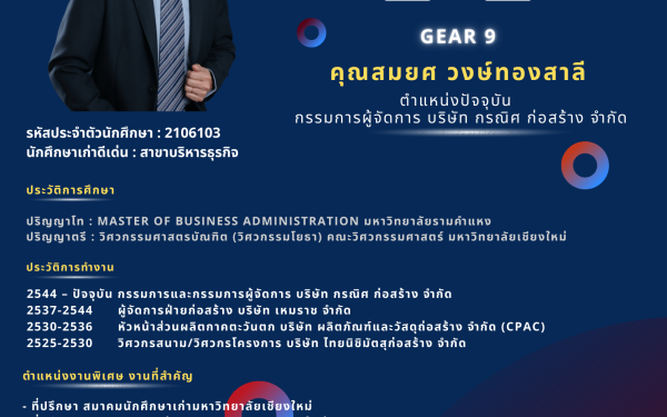 24.03.65 นักศึกษาเก่าดีเด่น มหาวิทยาลัยเชียงใหม่ ประจำปี 2564